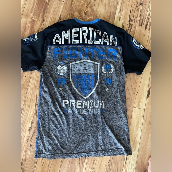 American Fighter Black and Blue Tee Mens XL - Picture 2 of 3